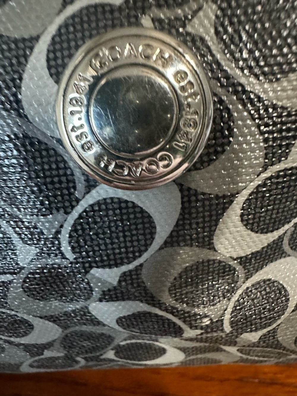 Coach Rehab Signature Monogram Satchel in Black and Gray - Picture 12 of 16